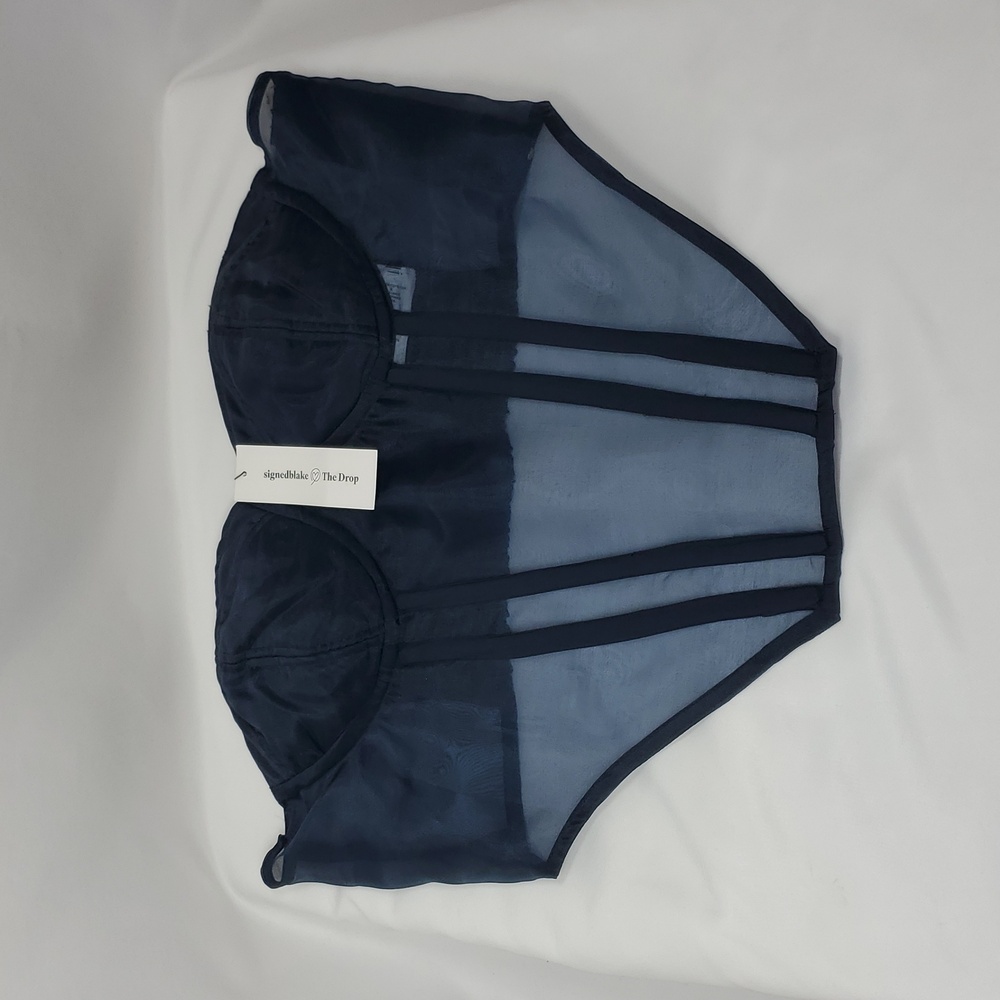 The Drop womens Sky Captain Organza Corset by @signedblakeBlouses ~ Blue - Picture 7 of 16